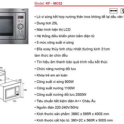 Lò vi sóng kết hợp nướng KAFF KF-MC02 - Sản phẩm chính hãng
