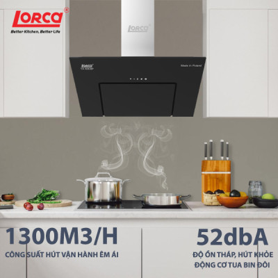 Máy Hút Mùi Kính Vát LORCA TA 6008P - 70cm - Hàng Chính Hãng Nhập Khẩu Ba Lan Sức Hút Lớn Êm Ái Tiết Kiệm