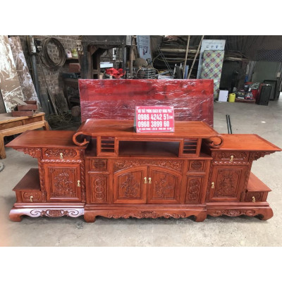 Kệ tivi vòm gỗ gõ đỏ