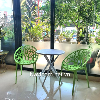 Bộ bàn ghế sân vườn decore  hiện đại (nhựa đúc nhiều màu)