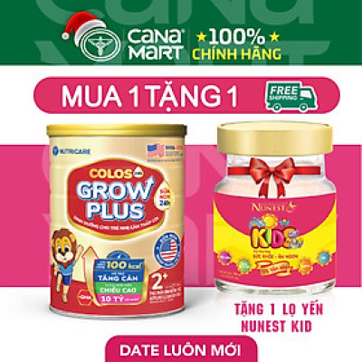 Sữa bột Nutricare Colos 24h Grow Plus 2+ giúp trẻ phát triển toàn diện (850g)