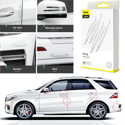 Miếng dán cao su chống trầy gắn cửa dùng cho ô tô Baseus Airbag Bumper Strip (bộ 4 cái, trong suốt) - Hàng chính hãng