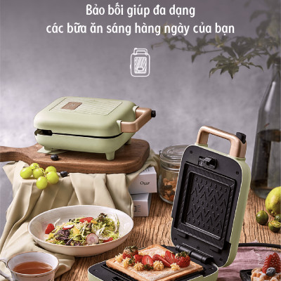 Máy Nướng Bánh Mỳ, Máy Kẹp Bánh Mỳ Sandwich-Waffle BEAR DBC-C06M1 Dung Tích 0.8 Lít, Công Suất 600 W - Hàng Chính Hãng