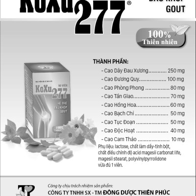 KOXU 277 (Hộp 90 viên) – HỖ TRỢ ĐIỀU TRỊ BỆNH VIÊM KHỚP GOUT  – Sản Phẩm Của Công Ty Đông Dược Thiên Phúc