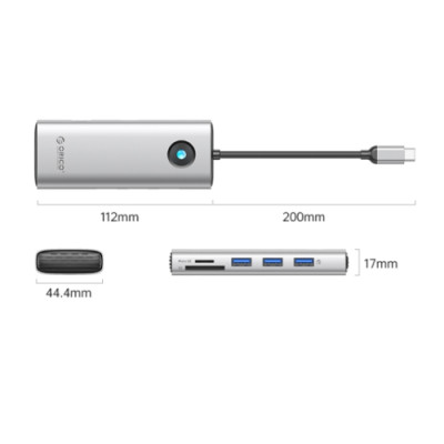 Hub đa năng 8 trong 1 cổng TypeC ORICO-PW11-8P-SV-EP - Hàng chính hãng