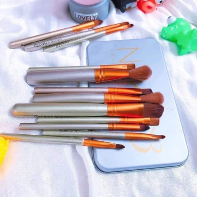 Set  cọ tán phấn 12 món kèm hộp đựng đa năng cao cấp ,đầu cọ mềm mịn và bám phấn , cán cọ dài thích hợp khi cầm ,thiết kế tinh xảo xinh xắn 