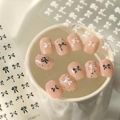 Sticker Nơ Đen 3D Mix Kiểu Lụa Nổi SJY1095 Siêu Hot Trang Trí Móng Siêu Xinh Làm Nail dán Phong Cách Hàn Quốc Nữ Women