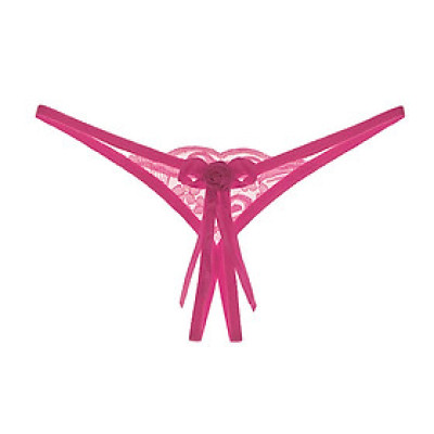 Quần ló ren nữ lọt khe, quần xuyên thấu - Hồng đậm