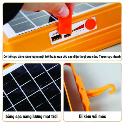 Đèn LED Năng Lượng Mặt Trời Cầm Tay  500W, Đa Năng, Chống Nước, Đổi Màu