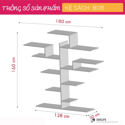 Giá sách gỗ gia đình đa năng tiện nghi SMLIFE Bob