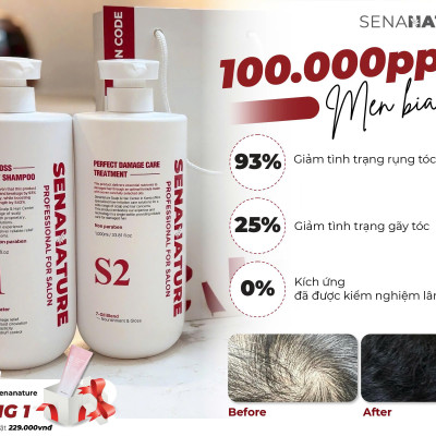 (Tặng sửa rửa mặt) Cặp dầu gội xả SENANATURE ANTI-HAIR LOSS BEER YEAST SHAMPOO + SENANATURE PERFECT DAMAGE CARE TREATMENT 1000ml