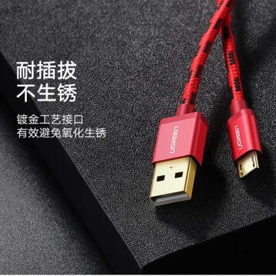 Ugreen UG40398US246TK 1.5M màu Xanh dương Cáp sạc truyền dữ liệu USB 2.0 sang MICRO USB dây bọc lưới - HÀNG CHÍNH HÃNG