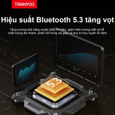 Tai nghe Bluetooth 5.3 TRANYOO T-M26, khử tiếng ồn thông minh, thiết kế đẹp, sang trọng, pin trâu - Hàng chính hãng