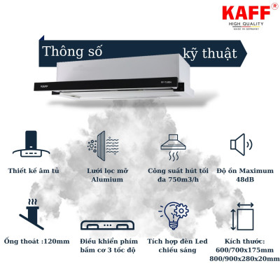 Máy hút mùi âm tủ inox phối kính 600mm KAFF KF-TL60H - Hàng Chính Hãng