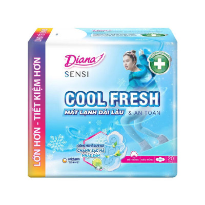 Combo 4 Băng vệ sinh Diana Sensi Cool Fresh siêu mỏng cánh gói 20 miếng