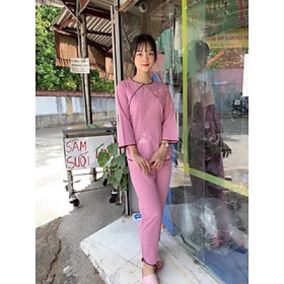 Đồ Lam Đi Chùa Pháp Phục Phật Giáo Cổ Tròn Ngọc kate