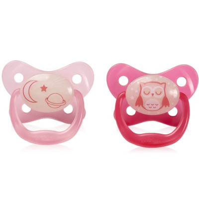 [ PV22006 - Hồng ] Set 2 ty ngậm phát sáng dạ quang Prevent chỉnh nha, chống vẩu Dr.Brown