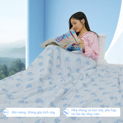 [CHĂN HÈ MÁT LẠNH] Mền lạnh I Cool Advance NIN House NM8028 2mx2m2 hình heo hồng cute| Chăn chần Ice Silk, Chăn điều hoà nhiều độ