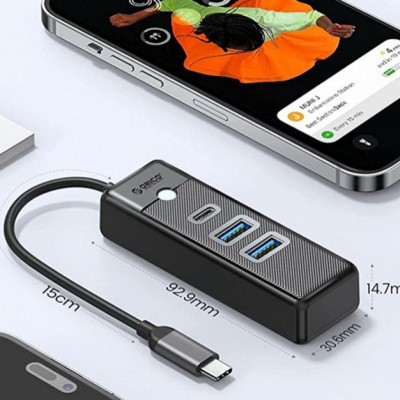 HUB Type C ra 1 cổng TYPE C + 2 Cổng USB 3.0 Orico PWC2U-C3 - Hàng Chính Hãng