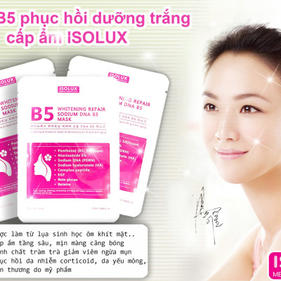 Mặt nạ ISOLUX Whitening repair sodium DNA B5 mask Hàn Quốc 25ml hạn 2027 dưỡng sáng phục hồi cấp ẩm căng bóng