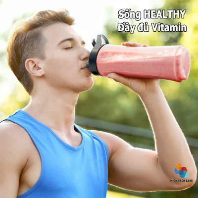 Máy xay sinh tố Shardor PB615B mix and go, tích hợp 2 bình du lịch kiêm nắp chống rò rỉ, mang theo mọi nơi, hàng chính hãng