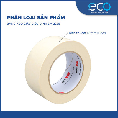 Băng keo giấy siêu dính 3M 2258 chuyên sử dụng che chắn trong sơn phủ