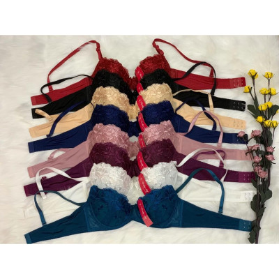 Áo Lót Nữ Mút Mỏng Có Gọng Thêu Hoa Cài Sau 2 Móc Lady 595 – 10 Màu Hot, Size 34–40