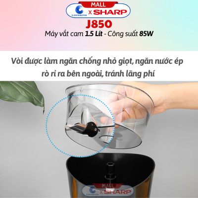 Máy Vắt Cam Cao Cấp Sharp EJ-J850-BK - Công Suất 85w - Hàng Chính Hãng - Bảo Hành 12 Tháng
