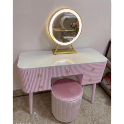 Hàng Siêu Cấp Bộ bàn ghế trang điểm : Bàn phấn mặt đá 5 ngăn kẻ sọc kèm gương hiện đại  - Giá Tại Xưởng