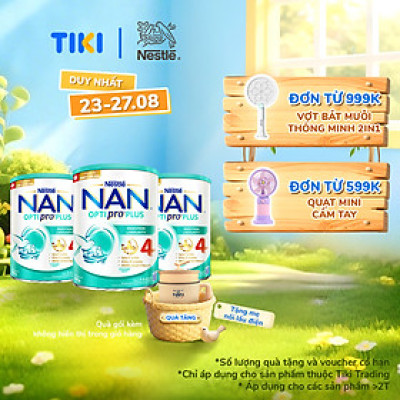 Bộ 3 lon Sữa bột NAN OPTIPRO PLUS 4 Nestle Bé 2-6 tuổi 800g/lon Giúp tiêu hóa tốt