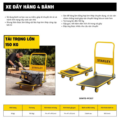 Xe Đẩy Tay 4 Bánh (Có Thể Gấp Gọn) Stanley PC527