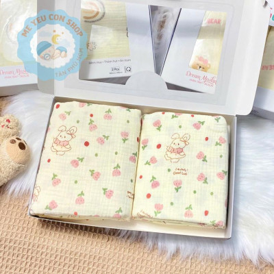 KHĂN TẮM XÔ MUSLIN GEE 2 lớp mềm mại, thấm hút, an toàn, 100x100cm, 100% organic cotton, thân thiện với da bé