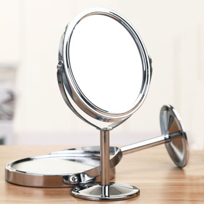 Gương trang điểm để bàn inox 2 mặt xoay 360 độ sang trọng tuyệt đẹp, 1 mặt phóng to 3 lần rõ nét