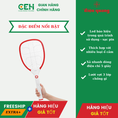 Vợt muỗi Điện Quang ĐQ EMR02 WR (Trắng-đỏ)