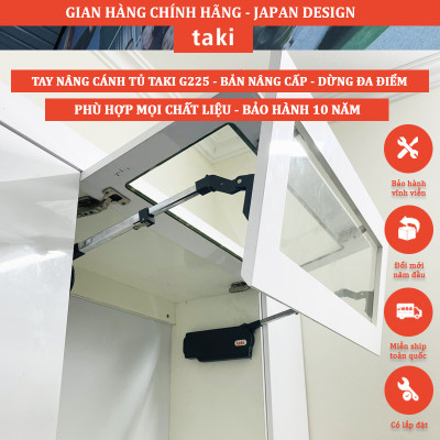 Tay Nâng Cánh Tủ TAKI Bản Nâng Cấp 2025 -  Mã G225 Có Điều Chỉnh Lực - Phù Hợp Mọi Chất Liệu  - Bảo Hành 10 Năm