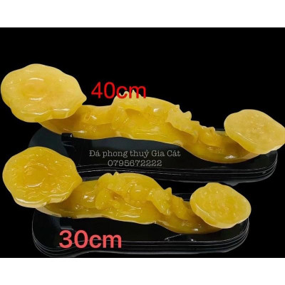 Gậy như ý đá ngọc hoàng long 40cm phong thuỷ