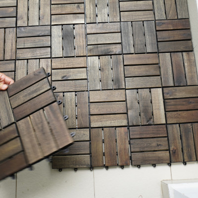 Vỉ Gỗ Lót Sàn Ban Công Thương Hiệu ANKAN Gu Màu Đen 12 Nan, Ván Sàn Gỗ Tự Nhiên, Sân Vườn, Hồ Bơi, Phòng Spa, Siêu Bền, Chịu Nước Tốt, Chống Trơn Trượt, Tiêu Chuẩn Xuất Khẩu (1 Vỉ) - Hàng Chính Hãng