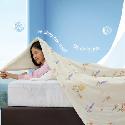 [CHĂN HÈ MÁT LẠNH] Mền lạnh I Cool Advance NIN House NM8032 2mx2m2 khủng long xanh | Chần Ice Silk lạnh như tencel, Chăn điều hoà nhiều độ