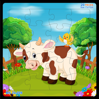 05 bộ tranh xếp hình 20 mảnh size 17x17cm – đồ chơi trí tuệ cho bé từ 2 tuổi – Combo Động vật dễ thương 2
