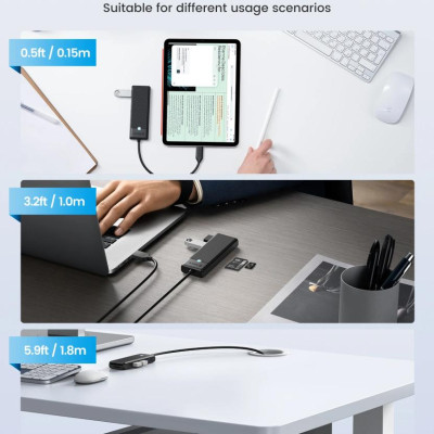 Bộ Chuyển Đổi HUB 1 USB ra 3 cổng USB 3.0 5Gps/ TF/SD 3.0*1 5Gbps PAPW3AT-U3-015 Orico - Hàng Chính Hãng