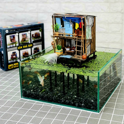 Mô Hình Gỗ Sài Gòn Xưa Tí Hon Ký Ức Tuổi Thơ - Thế Giới Tí Hon - Xóm Nhà Sàn - NS01