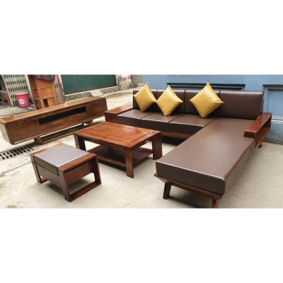 Bộ bàn ghế góc ngăn kéo gỗ sồi