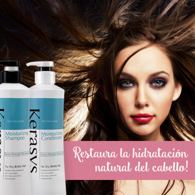 Dầu xả Kerasys Moisture cân bằng độ ẩm cho tóc xơ rồi Hàn Quốc 600ml tặng kèm móc khoá