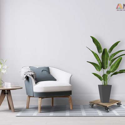 Kệ Chậu Cây Có Bánh Xe Hình Vuông, Cạnh 30cm, Màu Đen, Thích Hợp Để Chậu Cây Trong Nhà, Ngoài Ban Công, Sân Vườn, Tải 150Kg, Di Chuyển Êm Ái, Nhẹ Nhàng