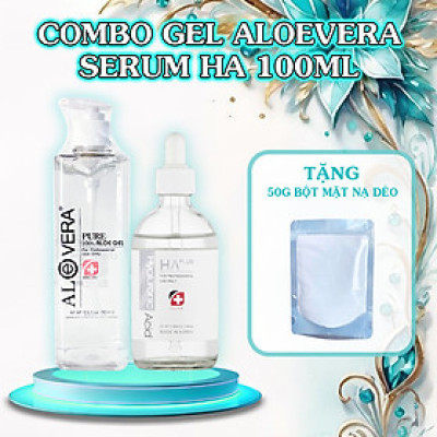 Combo Siêu Cấp Ẩm HA Plus 100ml Và Gel Lô Hội Aloevera Tặng 50g Mặt Nạ Dẻo (Hàng Chính Hãng)
