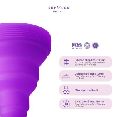 Cốc nguyệt san gấp gọn Z Cup cỡ L (25ml) Cup Yess chính hãng, an toàn, nhỏ gọn, siêu tiện lợi