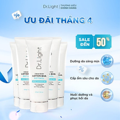 COMBO 7 Kem Body Dr.Light Kem dưỡng Trắng Sáng Da Với Hợp Chất Retinol Niacinamide BHA 200ml