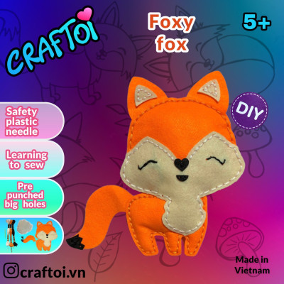 KIM NHỰA Bộ Thủ Công Trẻ Tự Làm Thú Bông 5+ FOX FOXY Craftoi Felt Sewing toy prepunched holes plastic needle