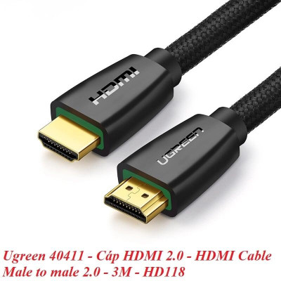 Ugreen UG40411HD118TK 3M màu Đen Cáp tín hiệu HDMI chuẩn 2.0 hỗ trợ phân giải 4K - HÀNG CHÍNH HÃNG