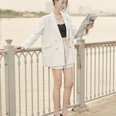 Áo Khoác Blazer Oversized Lanh TOP200 thời trang thiết kế Hity